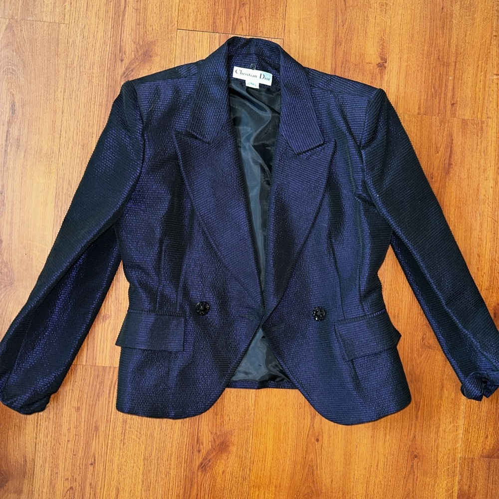 Vintage Christian Dior Iridescent Blue Blazer - Picture 14 of 14